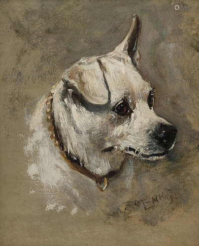 Portrait studies of Jack Russell terriers (a pair) the first 9 1/4 x 7 3/4in (23.5 x 19.8cm); the second 9 x 7 1/4in (23 x 18.5cm) John Emms(British, 1843-1912)