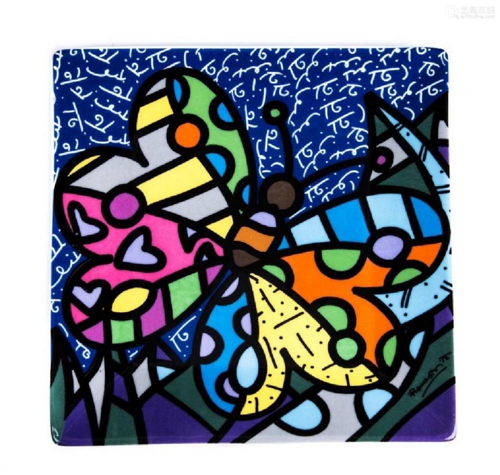 romero britto set of 3 decorative plates blue