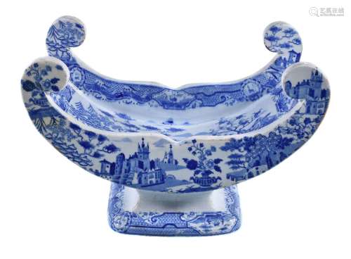 A Spode blue and white printed pearlware cheese cradle or coaster