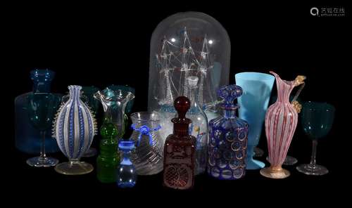 A selection of mostly late 19th century coloured glass