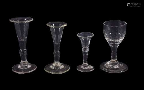 Four small dram glasses