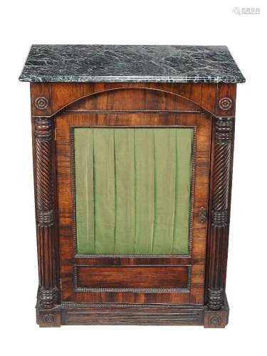 ϒ A Regency rosewood and green marble mounted cabinet