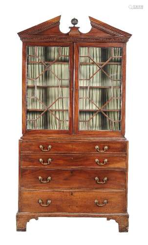A George II mahogany secretaire bookcase