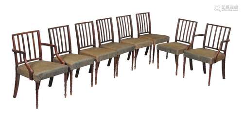 A set of eight George III mahogany dining chairs