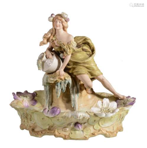 An Art Nouveau porcelain figural vase by Royal Dux