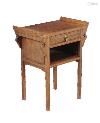 A Chinese hardwood small altar or bedside table