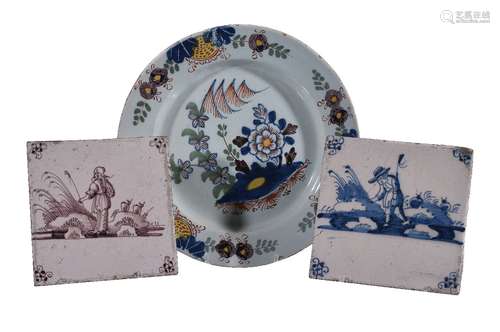 An English delft polychrome chinoiserie plate