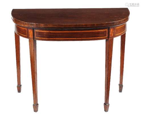 ϒ A George III mahogany and kingwood banded card table