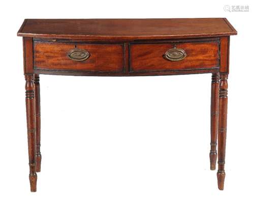 ϒ A Regency mahogany and ebony inlaid bowfront side table