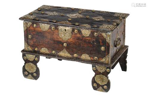 A Dutch colonial hardwood and brass mounted chest