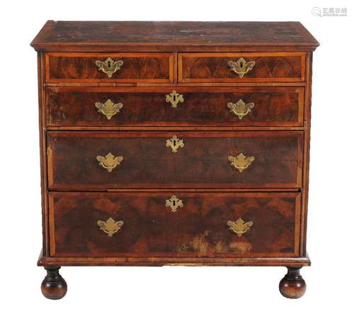 A William and Mary oyster veneered chest of drawers