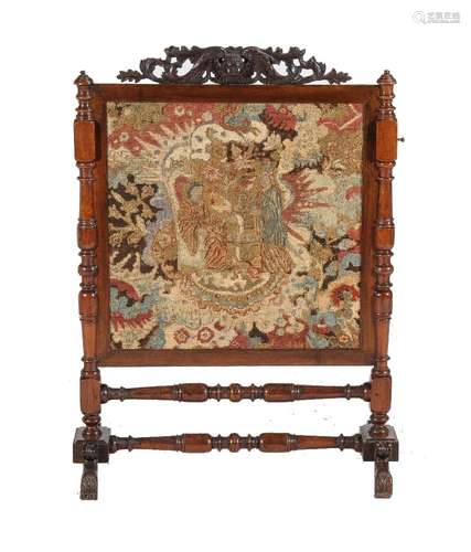 A Contiental walnut firescreen