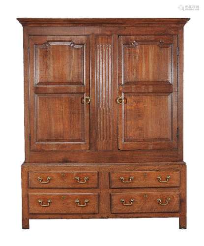 A George III oak press cupboard