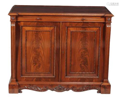 A flame mahogany side cabinet in Regency style