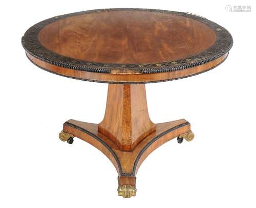 A Regency mahogany and ebonised centre table