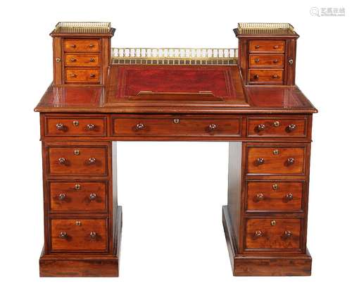 A Victorian mahogany twin pedestal desk