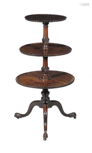 A George III mahogany three tier dumb waiter