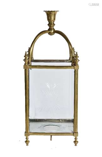 A gilt brass and glazed hall lantern