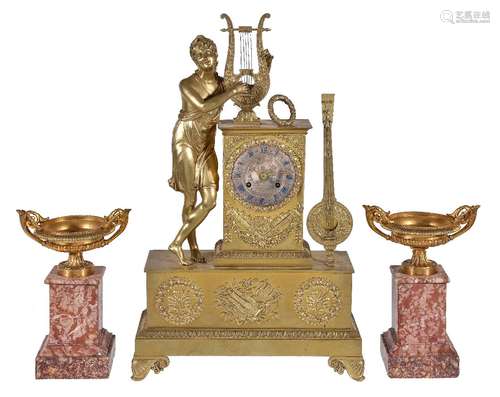 A French gilt metal mantel clock