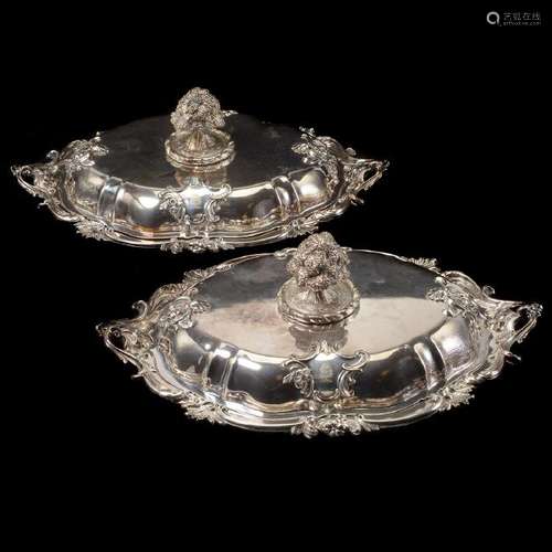 Pair of English Victorian Silver Plate Entree Dishes