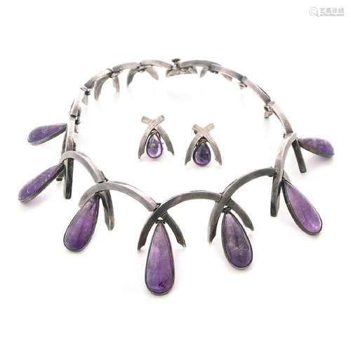 Antonio Pineda Amethyst, 970 Silver Jewelry Suite.