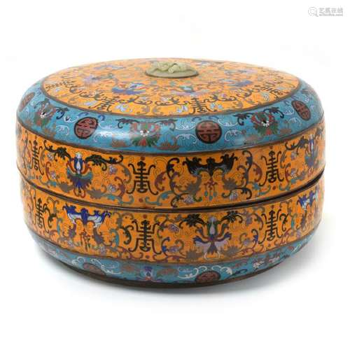 Large Cloisonne Enamel Circular Box