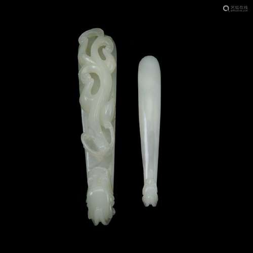 Two White Jade Belt Hooks