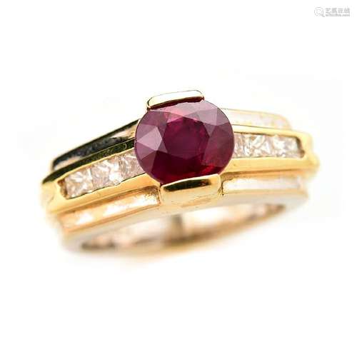 Ruby, Diamond, 18k Gold Ring.