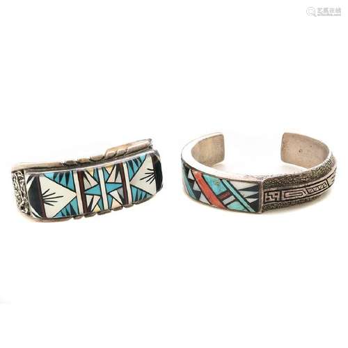 Collection of Two Native American Multi-Stone Inlay,