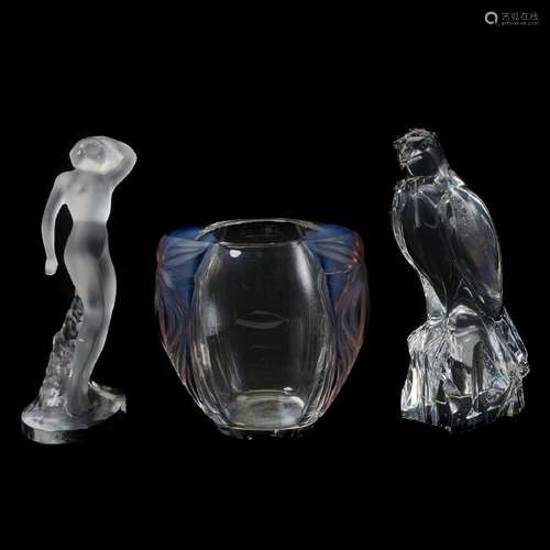 Three Crystal Items, Baccarat, Lalique