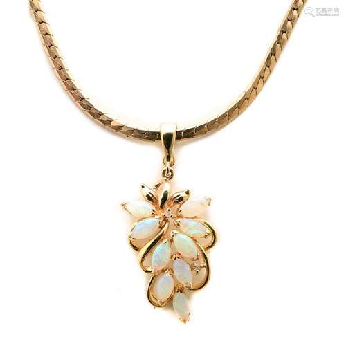 Opal, Diamond, 14k Yellow Gold Pendant Enhancer