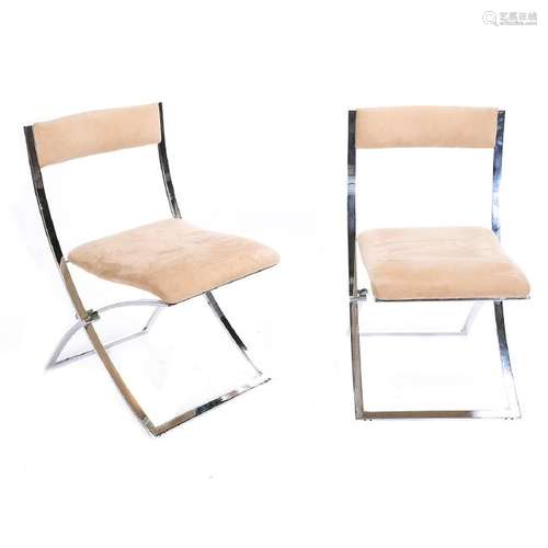 Fourteen Contemporary Suede and Chrome  Chairs