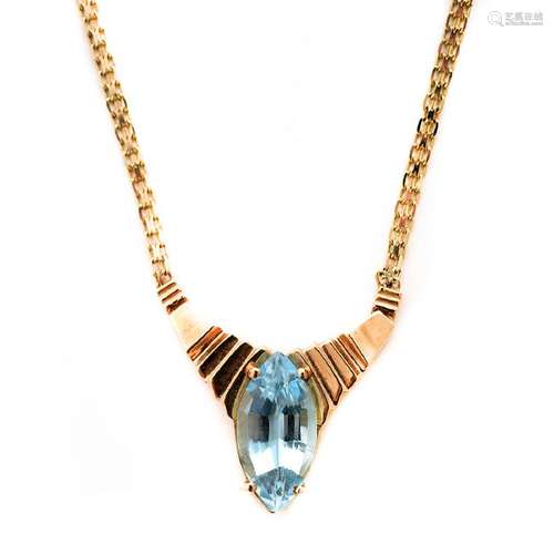 Blue Topaz, 14k Yellow Gold Necklace.