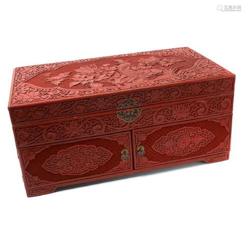 Cinnabar Lacquer Chest, 20th Century