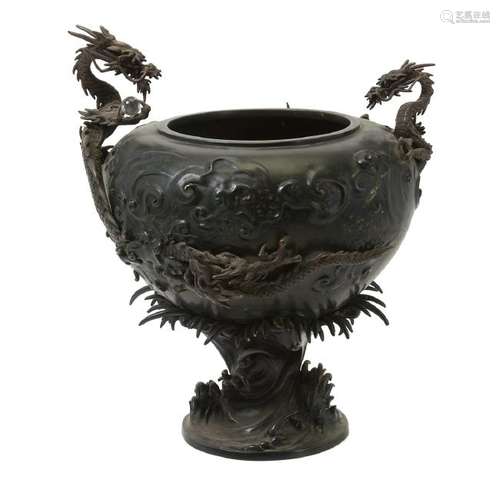 Japanese Cast Bronze 'Dragon' Censer, Meiji