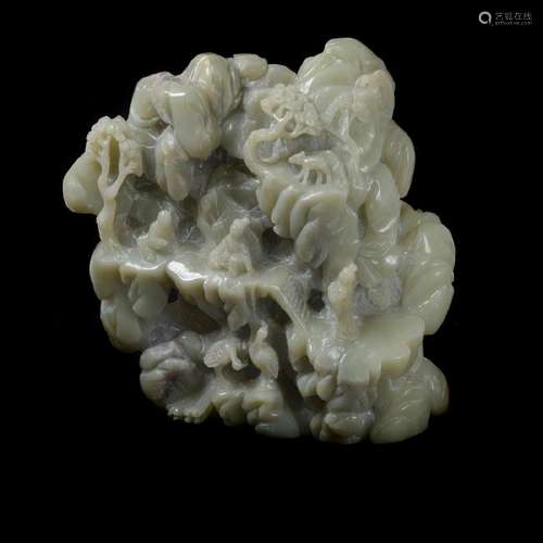 Large Celadon Jade Carving, 20th Century