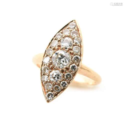 Diamond, 14k Yellow Gold Ring.