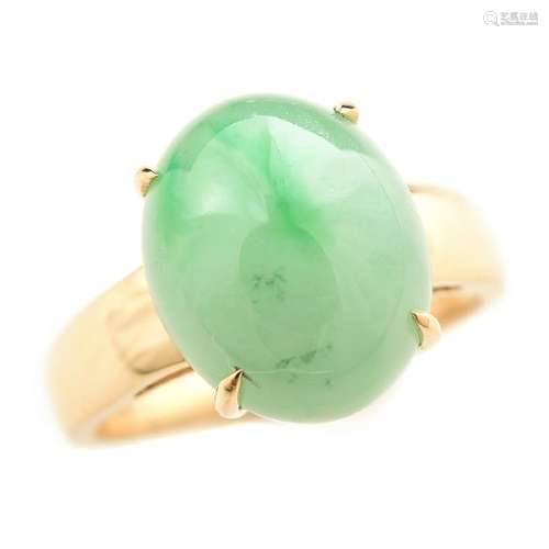 Jade, 14k Yellow Gold Ring.