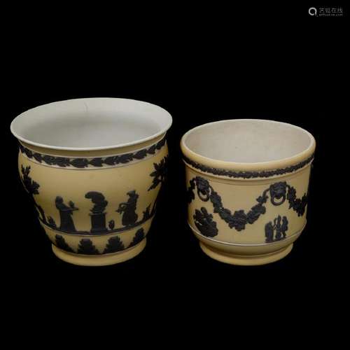 Two Wedgwood Yellow Jasper Dip Jardinieres