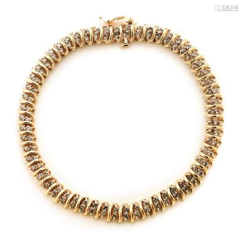 Diamond, 10k Yellow Gold Bracelet.