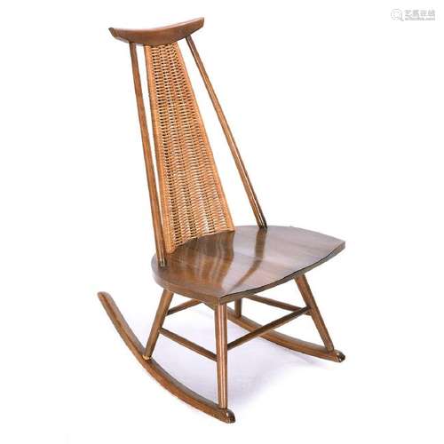 Raymor Boyer Scott Mid Century Rocker, Wicker Back