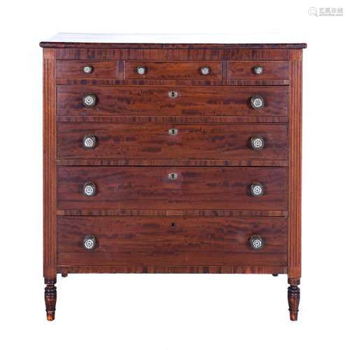 American Federal Carved Mahogany Chest of Drawers