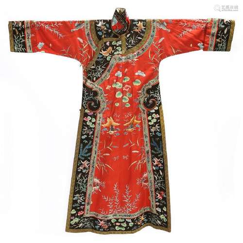 Embroidered Silk Red Ground Lady's Informal Robe