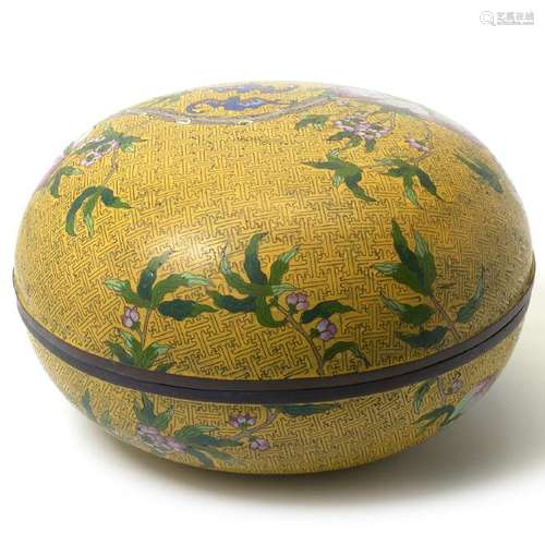 Large Cloisonne Enamel 'Peach' Box, Republic