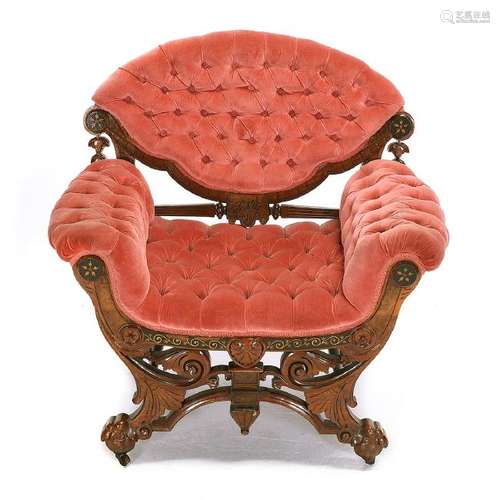 Renaissance Revival Mixed Wood Armchair