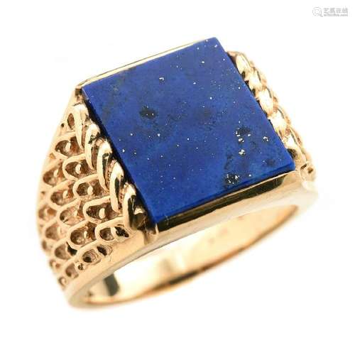 Men's Lapis Lazuli, 14k Yellow Gold Ring.