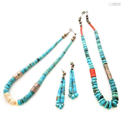 *Native American Turquoise, Coral, Shell, Sterling