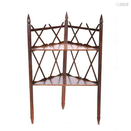 Continental Fruitwood Corner Etagere, 19th Century