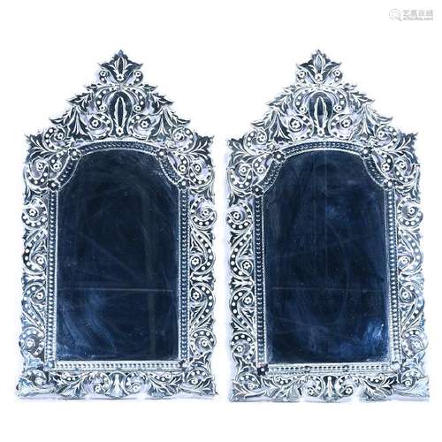 Pair of Venetian Baroque Style Etched Mirrors