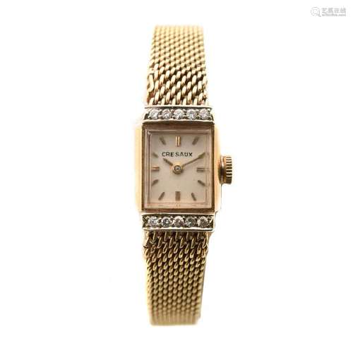 Ladies Cresaux Diamond, 14k Yellow Gold Wristwatch.